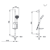 Abey Gareth Ashton ABS Round Rail Shower 5 Function - Chrome